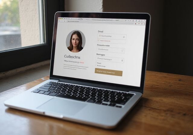 Een laptop toont een registratiepagina voor een erotische datingsite. Een laptop toont een registratiepagina voor een erotische datingsite