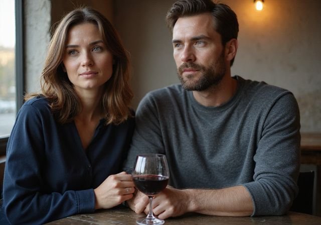Een man en vrouw delen een intiem gesprek aan tafel. Een man en vrouw delen een intiem gesprek tijdens sexcontacten in de regio in België