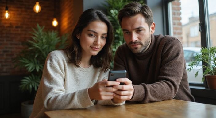 Een man en vrouw plannen iets samen via een datingapp. Een man en vrouw plannen iHuisvrouwen sex België samen via een datingapp