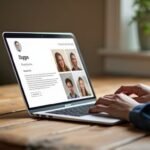Een opgeruimd bureau met een laptop en een online datingprofiel