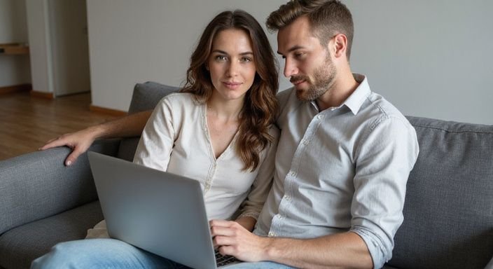 Een stel geniet samen van een rustige en intieme moment op de bank. Een stel geniet samen van Sexdating Vlaams-Limburg tijdens een rustig en intiem moment op de bank.