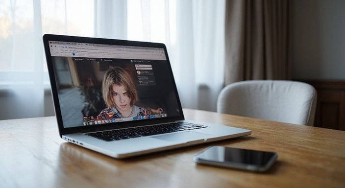 Een laptop en smartphone tonen gesprekken over sexcontact Brugge.