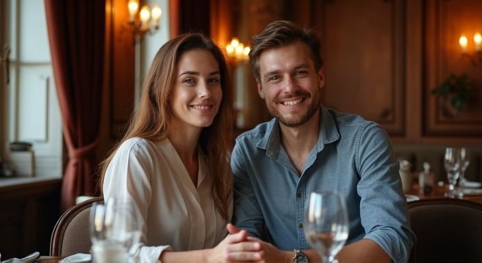 Café met een stel dat geniet van sexcontact Waals-Brabant.