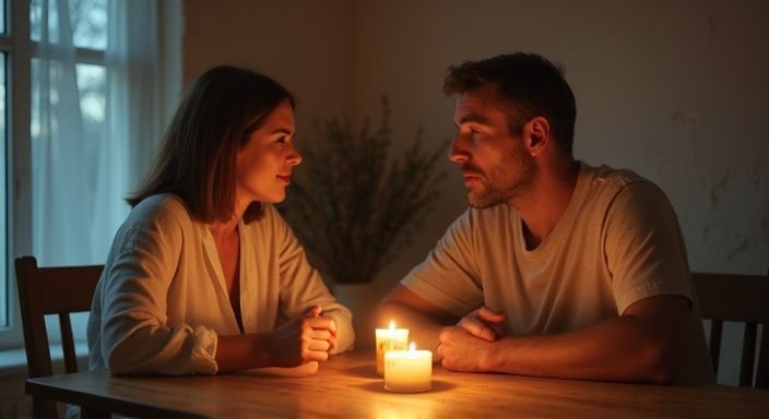 Een stel deelt een intiem diner en bespreekt sexcontact Waals-Brabant.