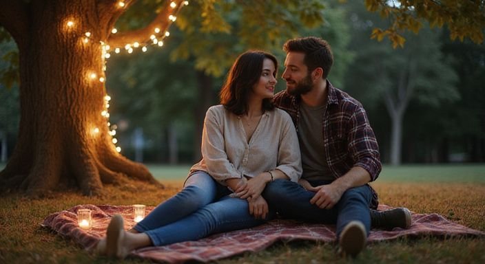 Een jong stel geniet van mollige vrouwen sexcontact Vlaanderen in het park.