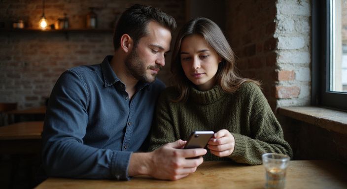 Een man en een vrouw zitten samen in een café en zoeken sexcontact Wallonië.