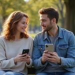 Een vrouw en man delen een oprechte, vreugdevolle moment in het park
