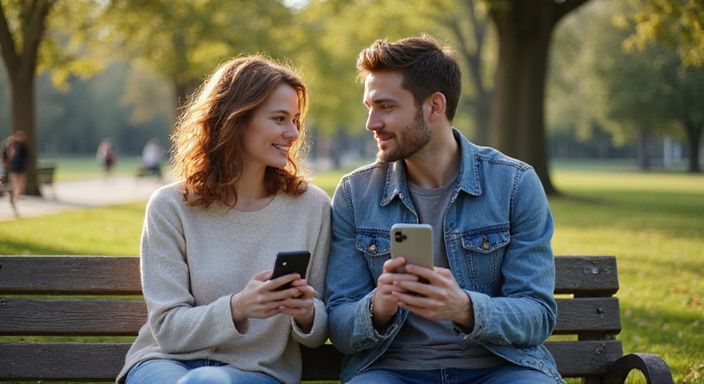 Een vrouw en man delen een oprechte, vreugdevolle moment in het park. Een vrouw en man delen een oprechte, vreugdevolle moment in het park tijdens hun discreet sexcontact.