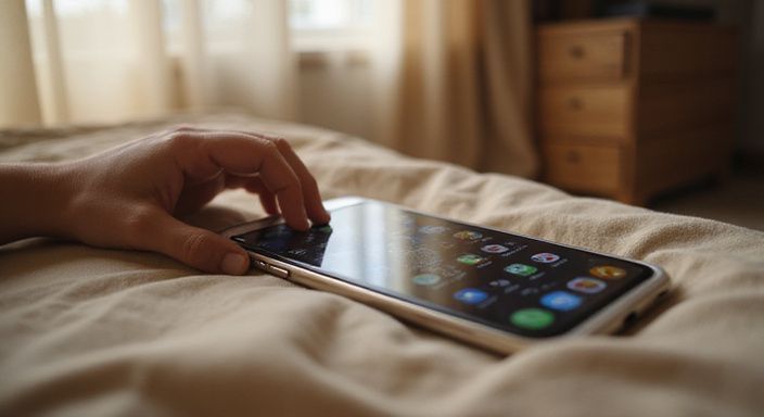 Een smartphone op een zacht oppervlak met een sekschatplatform interface. Een smartphone op een zacht oppervlak met een sekschatplatform interface.