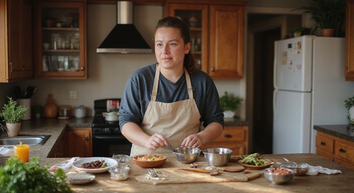 Een ontspannen kookworkshop met deelnemers die samen koken.