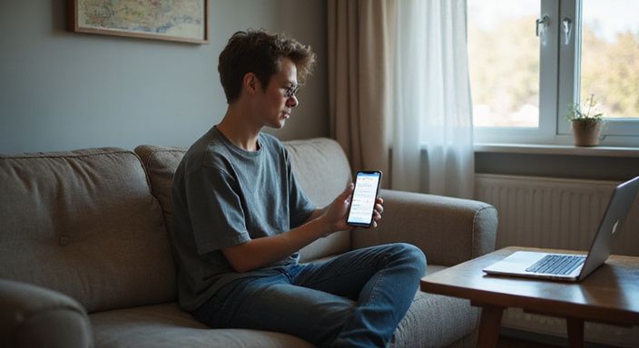 Een jongvolwassene registreert zich eenvoudig via een smartphone. Een jongvolwassene registreert zich voor discreet contact in Vlaanderen eenvoudig via een smartphone.