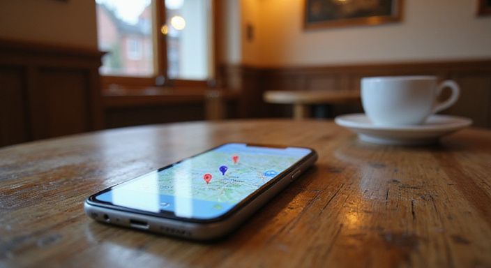 Een smartphone toont een dating-app voor sexdating Aalst met een kaart van Aalst.